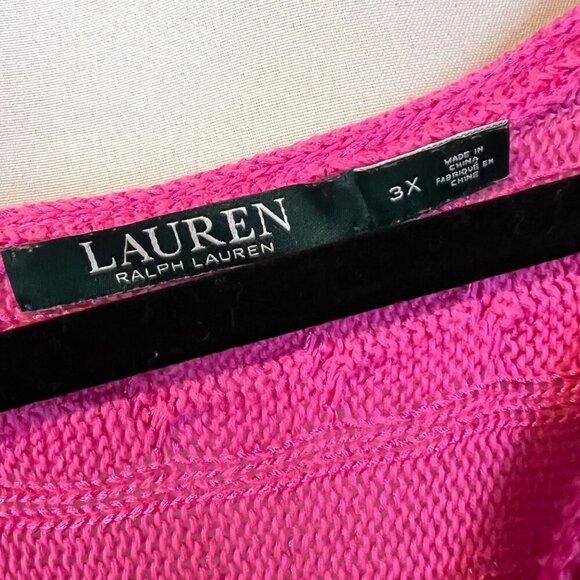 Lauren Ralph Lauren Pink Cable Knit Sweater Top 3X Academia Preppy Quiet Luxury - Picture 3 of 5